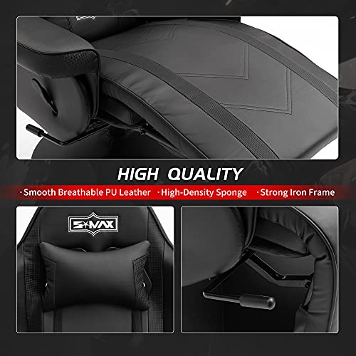 Chaise Gaming S*MAX Cuir PU avec Dossier Haut et Repose-Pieds réglable