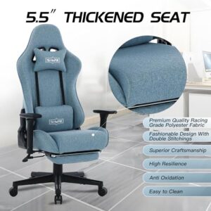 Chaise Gaming S*MAX Ergonomique avec Repose-Pieds et Accoudoirs 3D Bleu