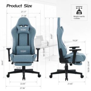 Chaise Gaming S*MAX Ergonomique avec Repose-Pieds et Accoudoirs 3D Bleu