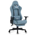 Chaise Gaming S*MAX Ergonomique avec Repose-Pieds et Accoudoirs 3D Bleu