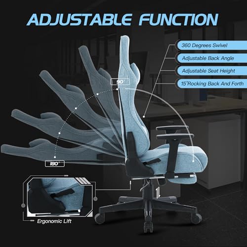 Chaise Gaming S*MAX Ergonomique avec Repose-Pieds et Accoudoirs 3D Bleu