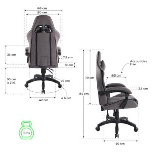 Chaise Gaming Spirit Of Gamer Arena, Tissu Micro-Fibre, Inclinable 90°-130°