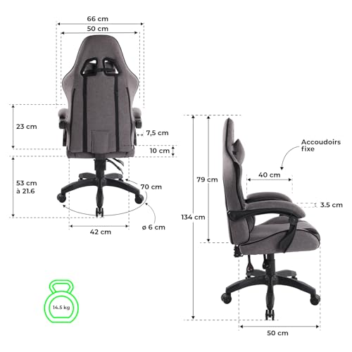 Chaise Gaming Spirit Of Gamer Arena, Tissu Micro-Fibre, Inclinable 90°-130°