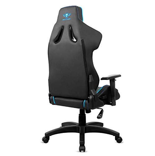 Chaise Gaming Spirit Of Gamer Néon Series Ergonomique Bleu avec Accoudoirs et Coussin Lombaire