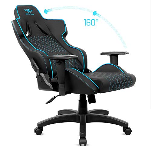 Chaise Gaming Spirit Of Gamer Néon Series Ergonomique Bleu avec Accoudoirs et Coussin Lombaire