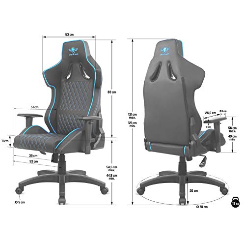 Chaise Gaming Spirit Of Gamer Néon Series Ergonomique Bleu avec Accoudoirs et Coussin Lombaire
