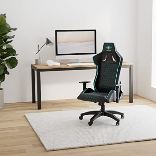 Chaise Gaming Spirit Of Gamer Néon Series Ergonomique Bleu avec Accoudoirs et Coussin Lombaire