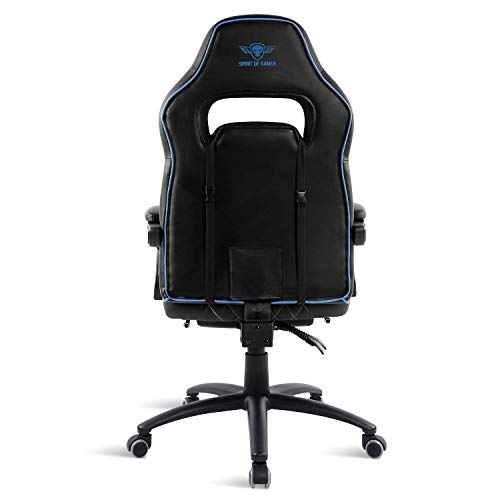 Chaise Gaming Spirit of Gamer Mustang Série – Inclinable, Repose Pieds, Bleu