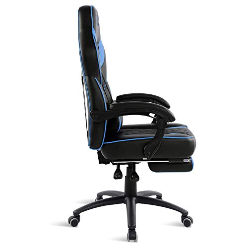 Chaise Gaming Spirit of Gamer Mustang Série – Inclinable, Repose Pieds, Bleu