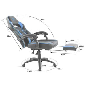 Chaise Gaming Spirit of Gamer Mustang Série – Inclinable, Repose Pieds, Bleu