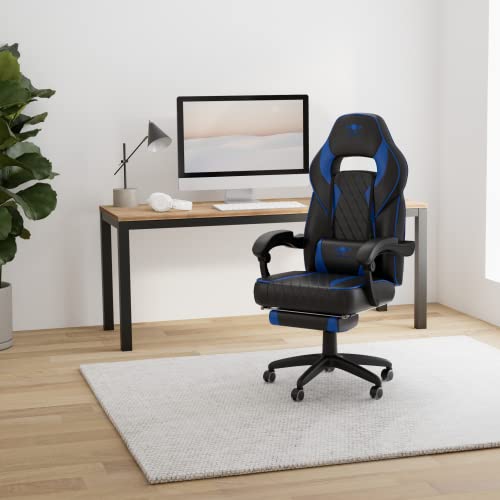 Chaise Gaming Spirit of Gamer Mustang Série – Inclinable, Repose Pieds, Bleu