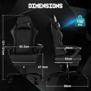 Chaise Gaming TRIUMPHKEY Ergonomique avec Massage, Réglable et Repose-Pieds