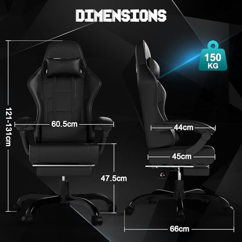 Chaise Gaming TRIUMPHKEY Ergonomique avec Massage, Réglable et Repose-Pieds