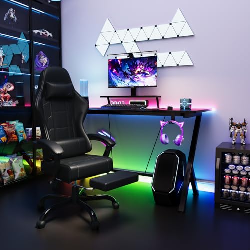 Chaise Gaming TRIUMPHKEY Ergonomique avec Massage, Réglable et Repose-Pieds
