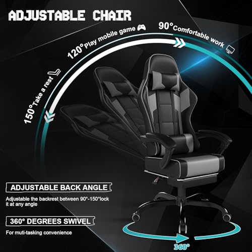 Chaise Gaming TRIUMPKEY Ergonomique avec Massage, Repose-Pieds et Support Lombaire
