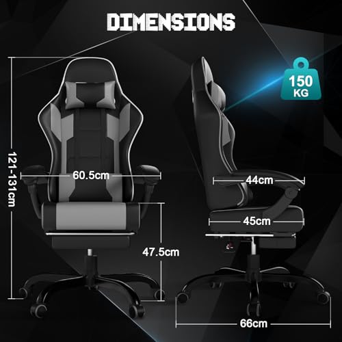 Chaise Gaming TRIUMPKEY Ergonomique avec Massage, Repose-Pieds et Support Lombaire
