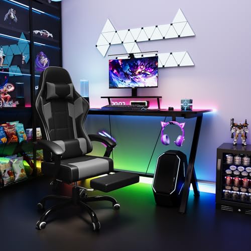Chaise Gaming TRIUMPKEY Ergonomique avec Massage, Repose-Pieds et Support Lombaire