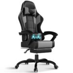 Chaise Gaming TRIUMPKEY Ergonomique avec Massage, Repose-Pieds et Support Lombaire
