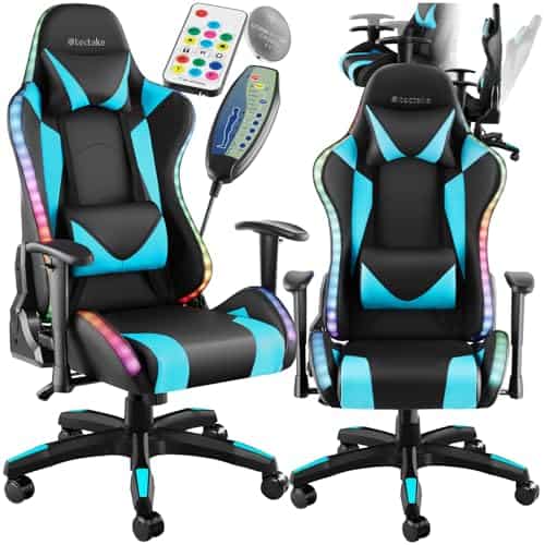 JUMMICO Chaise de gaming ergonomique avec coussin lombaire de massage - Dossier réglable de 90 à 135 ° et repose-pieds - Charge maximale : 150 kg - Noir