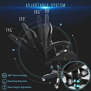 Chaise Gaming Todeco avec Massage et Lumières LED, Ergonomique, Blanc