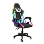 Chaise Gaming Todeco avec Massage et Lumières LED, Ergonomique, Blanc
