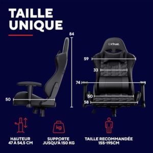 Chaise Gaming Trust Gaming GXT 708 Resto – Dossier Réglable et Pivotant 360°
