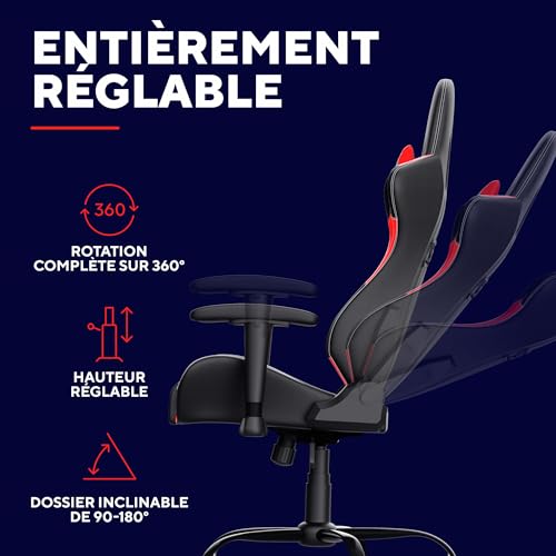 Chaise Gaming Trust Gaming GXT 708R – Dossier Réglable, Pivotement 360° – Rouge