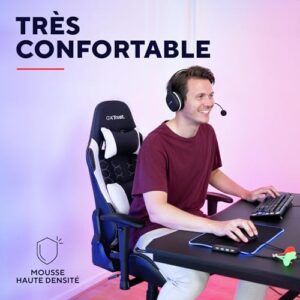 Chaise Gaming Trust Gaming GXT 708W – Dossier Réglable 360° Blanche