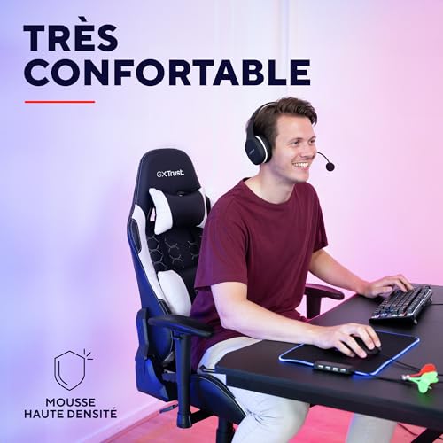Chaise Gaming Trust Gaming GXT 708W – Dossier Réglable 360° Blanche