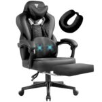 Chaise Gaming Vigosit Ergonomique Noir avec Accoudoirs et Repose-Pieds