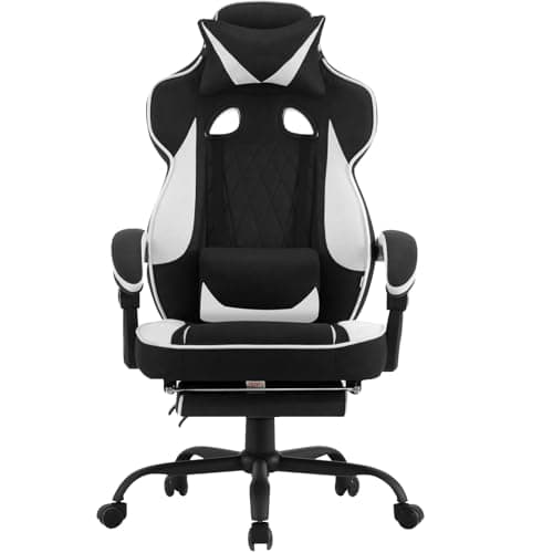 Chaise Gaming WOLTU GS03sw Ergonomique Tissu Respirant Noir et Blanc