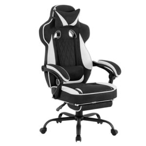 Chaise Gaming WOLTU GS03sw Ergonomique Tissu Respirant Noir et Blanc