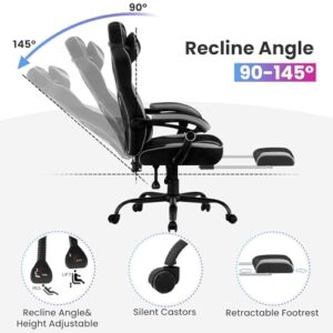 Chaise Gaming WOLTU GS04szg Ergonomique Pivotante Noir+Gris pour Personnes Lourdes