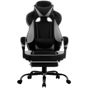 Chaise Gaming WOLTU GS04szg Ergonomique Pivotante Noir+Gris pour Personnes Lourdes