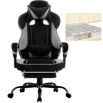 Chaise Gaming WOLTU GS04szg Ergonomique Pivotante Noir+Gris pour Personnes Lourdes