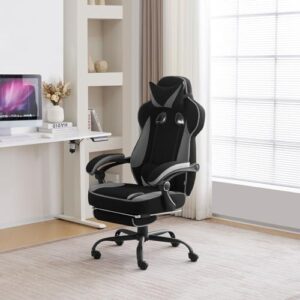 Chaise Gaming WOLTU GS04szg Ergonomique Pivotante Noir+Gris pour Personnes Lourdes