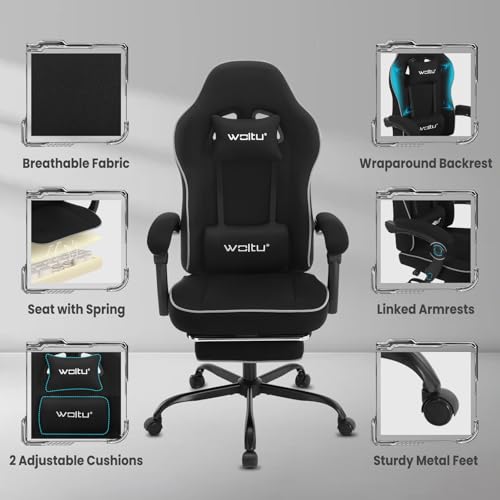 Chaise Gaming WOLTU GS11sz Ergonomique avec Repose-Pieds et Support Lombaire
