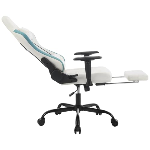 Chaise Gaming WOLTU Massante GS09bws avec Coussin Lombaire et Repose-Pieds