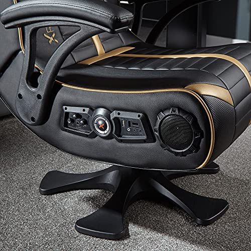 Chaise Gaming X-Rocker Olympus 4.1 avec Enceintes Sans Fil – Noir et Or