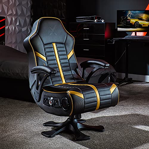 Chaise Gaming X-Rocker Olympus 4.1 avec Enceintes Sans Fil – Noir et Or