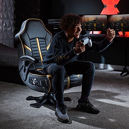 Chaise Gaming X-Rocker Olympus 4.1 avec Enceintes Sans Fil – Noir et Or