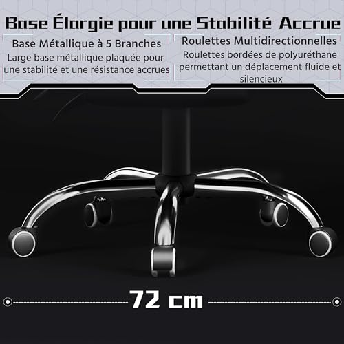 Chaise Gaming Yaheetech Massante Ergonomique Noir Blanc avec Repose-Pieds