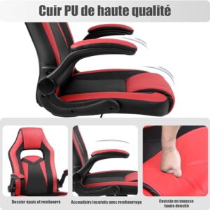 Chaise Gaming Youhauchair Ergonomique Cuir PU avec Accoudoirs Rabattables jusqu’à 150kg