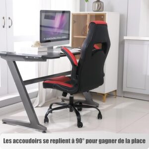 Chaise Gaming Youhauchair Ergonomique Cuir PU avec Accoudoirs Rabattables jusqu’à 150kg