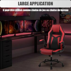 Chaise Gaming Youhauchair Ergonomique Cuir PU avec Accoudoirs Rabattables jusqu’à 150kg