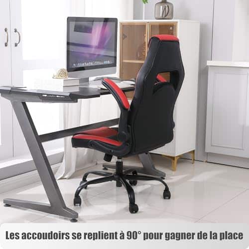Chaise Gaming Youhauchair Ergonomique Cuir PU avec Accoudoirs Rabattables jusqu’à 150kg