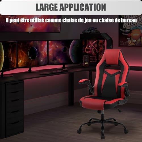 Chaise Gaming Youhauchair Ergonomique Cuir PU avec Accoudoirs Rabattables jusqu’à 150kg