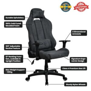 Chaise de Bureau Arozzi Torretta Premium SoftFabric™ Ergonomique – Gris Foncé