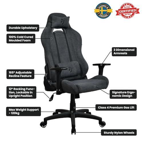 Chaise de Bureau Arozzi Torretta Premium SoftFabric™ Ergonomique – Gris Foncé