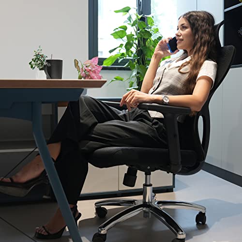 Chaise de Bureau Durrafy Ergonomique avec Accoudoirs et Appuie-Tête Réglables